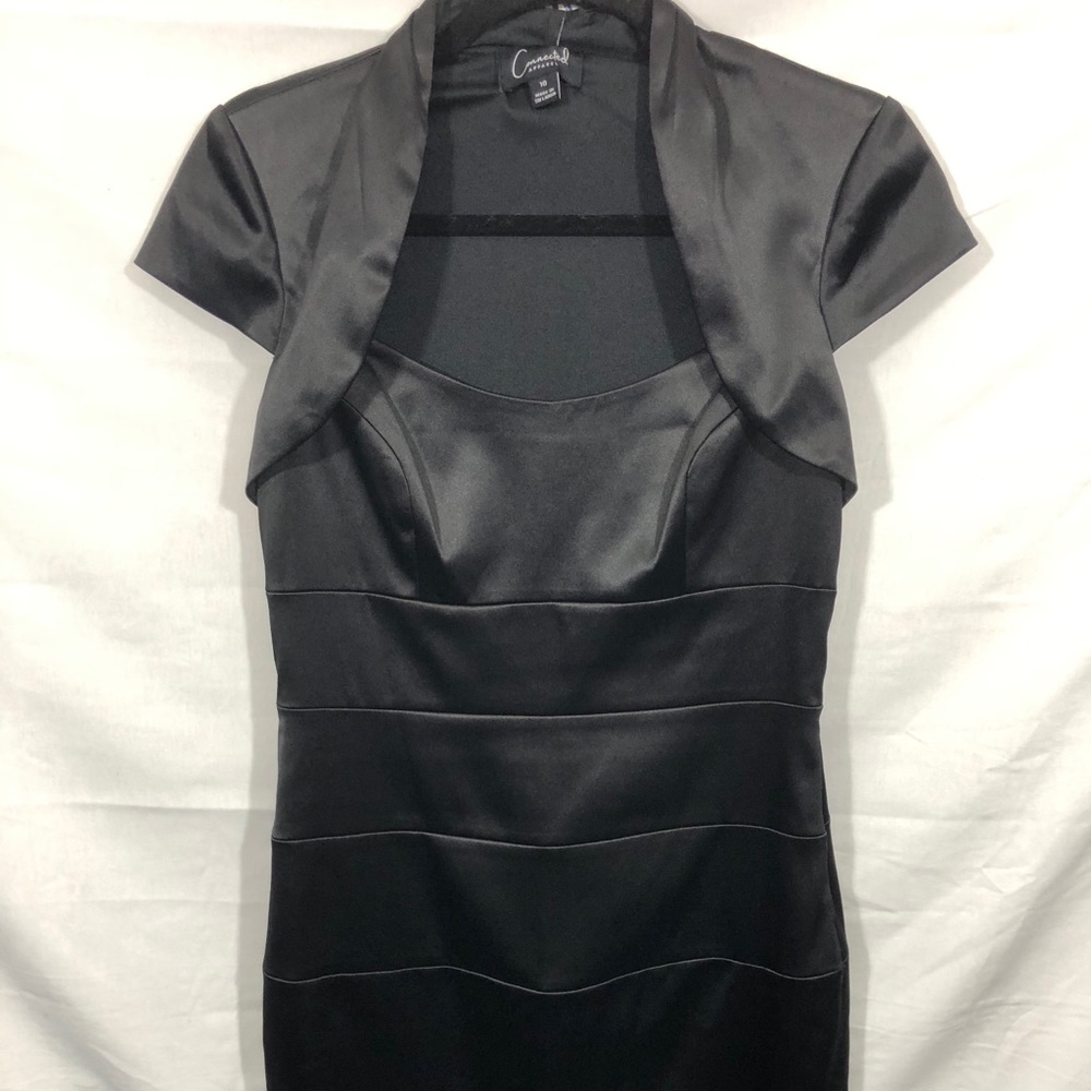 Connected Apparel Paneled Black Dress